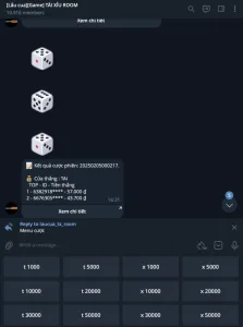 laucuagame tài xỉu room telegram