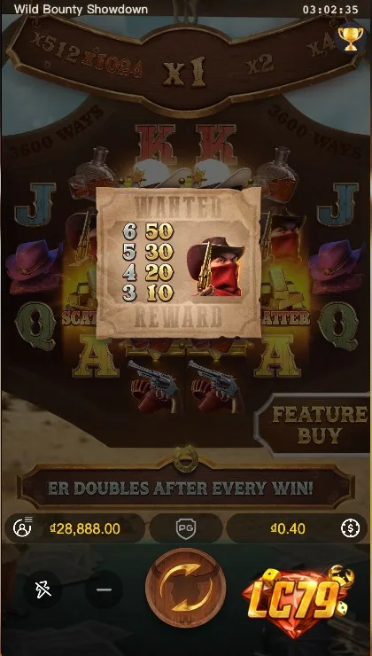 Cuộn quay khung vàng Wild Bounty Showdown.
