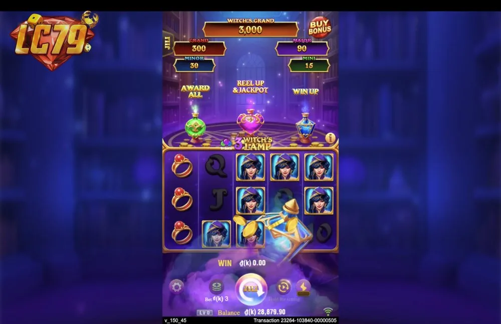 Ảnh bảng biểu tượng & tính năng game 3 Witch's Lamp (slot JILI) chơi tại LC79