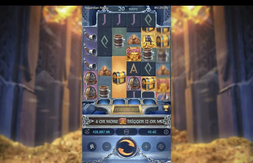 Ảnh bảng biểu tượng & tính năng game Asgardian Rising (slot PG) chơi tại LC79