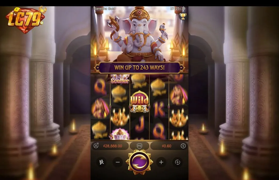 Ảnh giao diện chính game Ganesha Gold (slot PG) chơi tại LC79