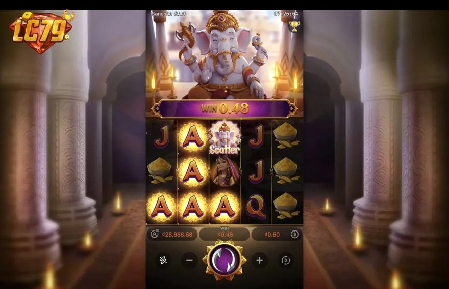 Ảnh bảng biểu tượng & tính năng game Ganesha Gold (slot PG) chơi tại LC79