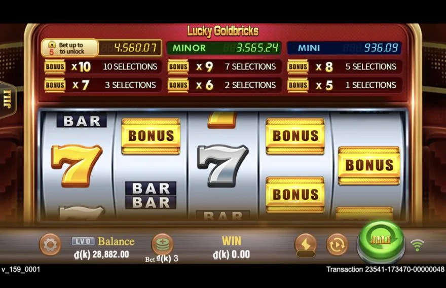 Ảnh màn hình gameplay game Lucky Goldbricks (slot JILI) chơi tại LC79
