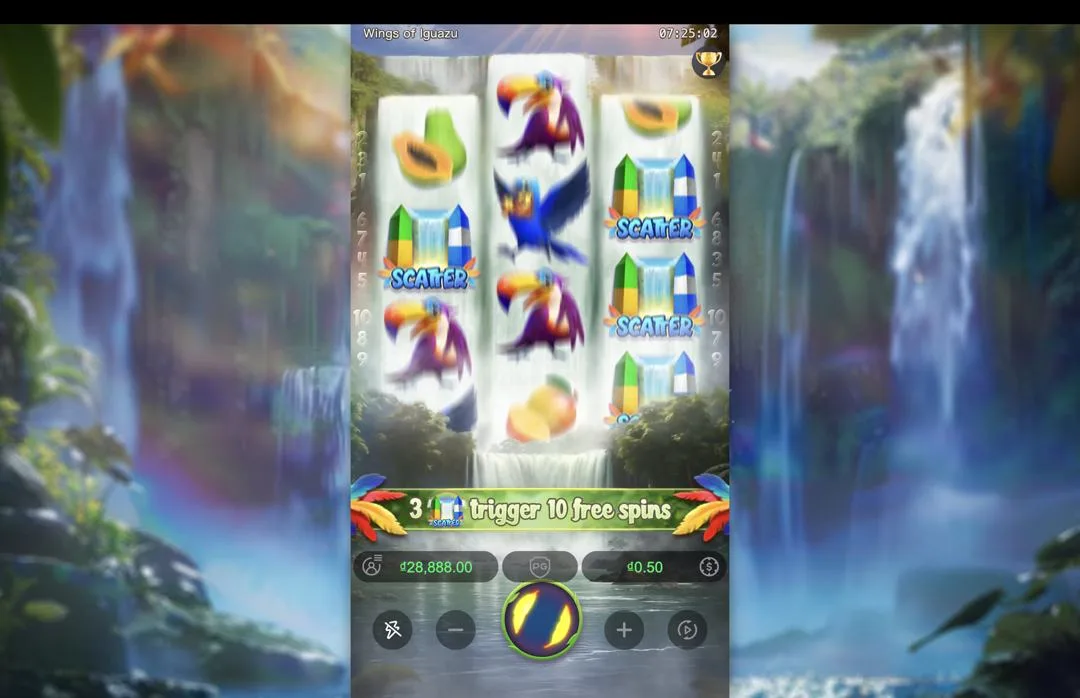 Ảnh giao diện chính game Wings of Iguazu (slot PG) chơi tại LC79