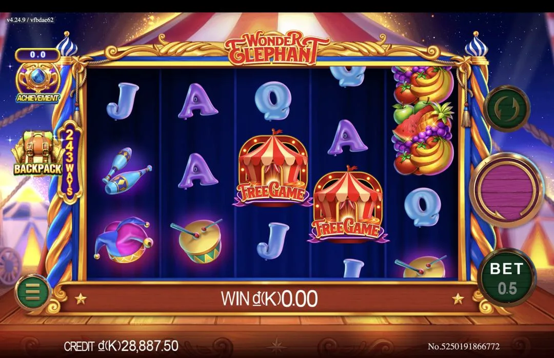 Ảnh giao diện chính game Wonder Elephant (slot JDB) chơi tại LC79