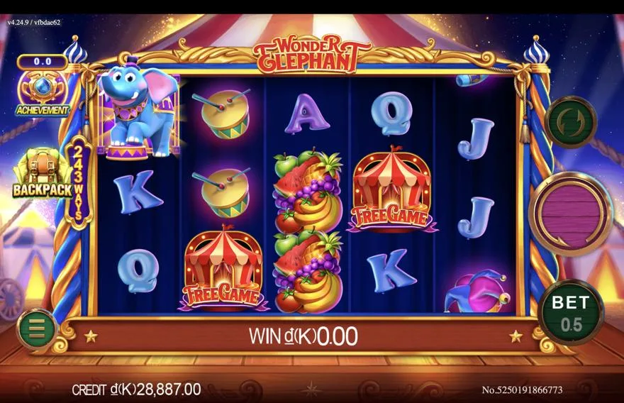 Ảnh màn hình gameplay game Wonder Elephant (slot JDB) chơi tại LC79