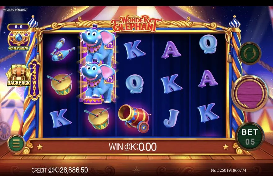 Ảnh bảng biểu tượng & tính năng game Wonder Elephant (slot JDB) chơi tại LC79