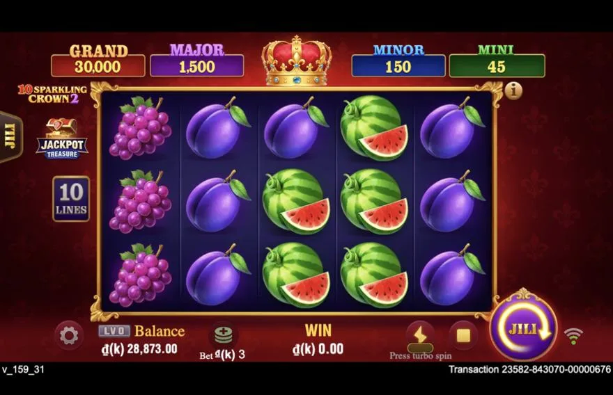 Ảnh bảng biểu tượng & tính năng game 10 Sparkling Crown 2 (slot JILI) chơi tại Laucuagame