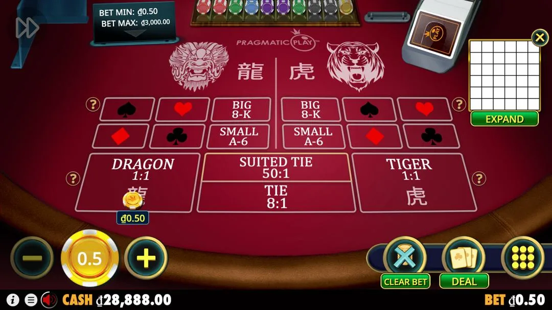 Ảnh giao diện chính game DragonTiger (slot JILI) chơi tại LC79