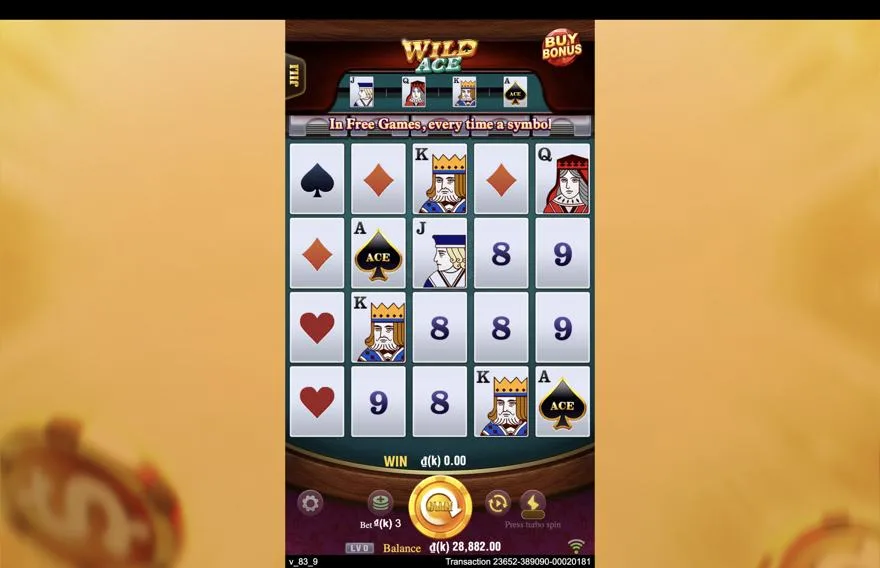 Ảnh màn hình gameplay game Wild Ace (slot JILI) chơi tại Laucuagame