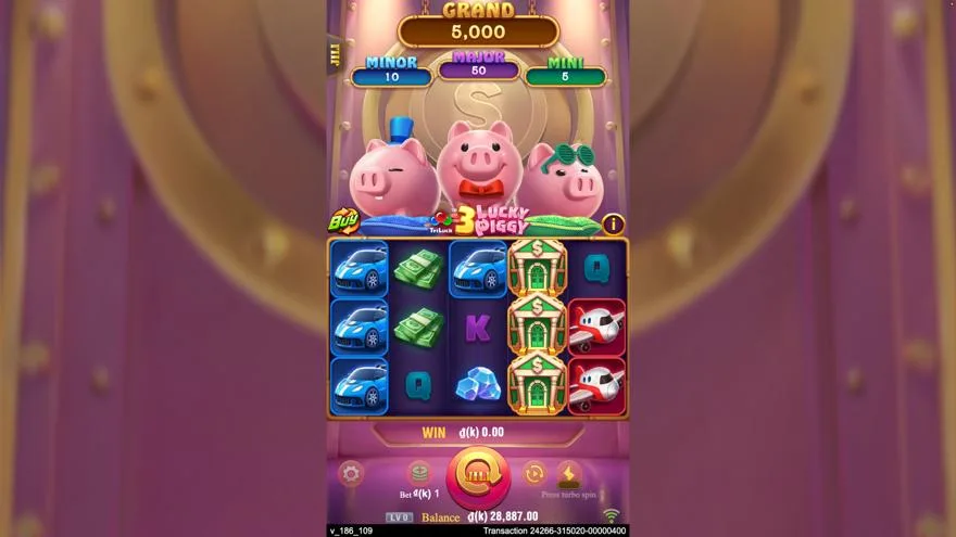 Ảnh màn hình gameplay game 3 Lucky Piggy (slot JILI) chơi tại LC79