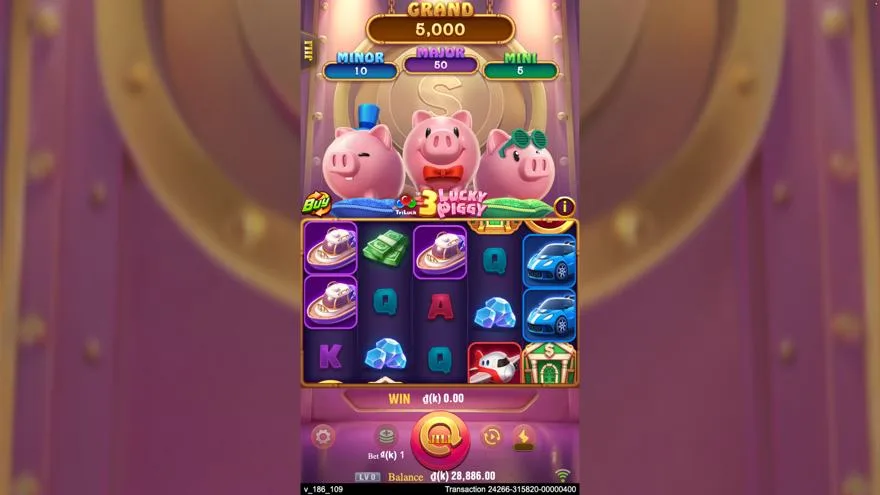 Ảnh bảng biểu tượng & tính năng game 3 Lucky Piggy (slot JILI) chơi tại LC79