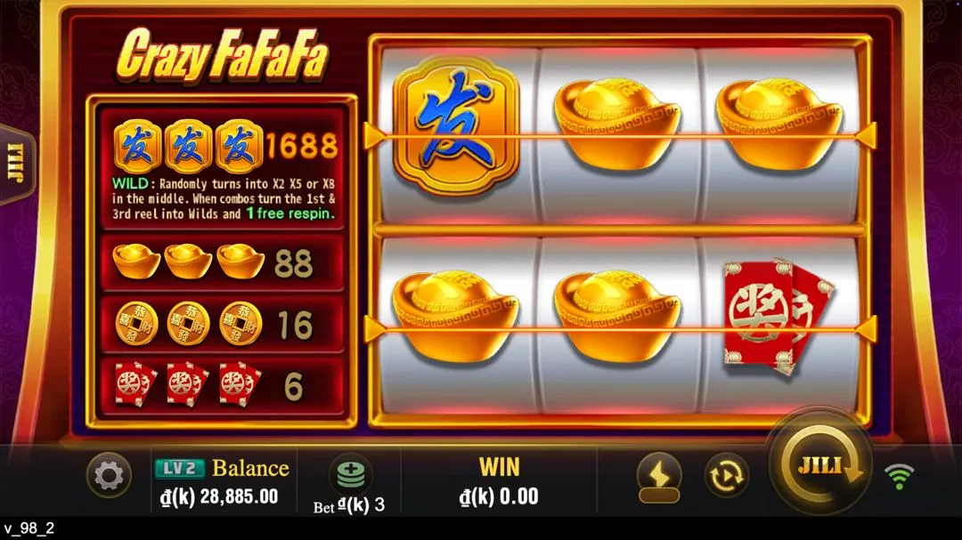 Ảnh giao diện chính game Crazy FaFaFa (slot JILI) chơi tại LC79