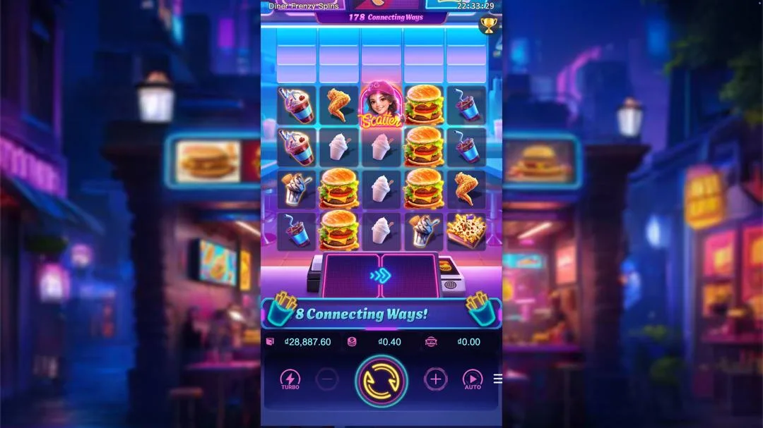 Ảnh giao diện chính game Diner Frenzy Spins (slot PG) chơi tại LC79