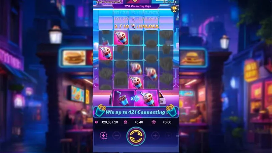 Ảnh bảng biểu tượng & tính năng game Diner Frenzy Spins (slot PG) chơi tại Laucuagame