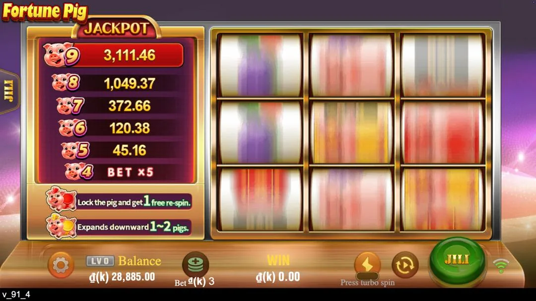 Ảnh giao diện chính game FortunePig (slot JILI) chơi tại LC79