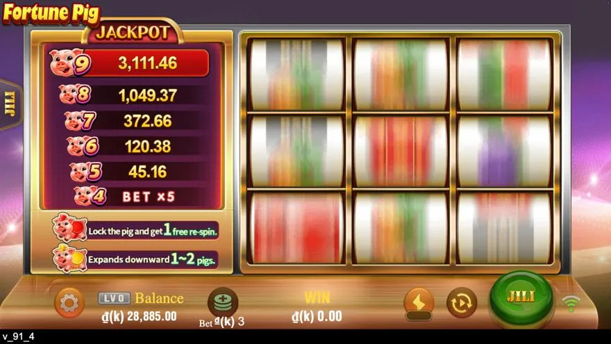 Ảnh màn hình gameplay game FortunePig (slot JILI) chơi tại LC79