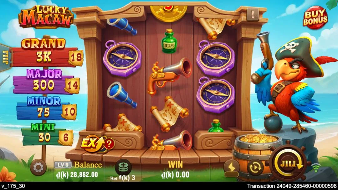 Ảnh giao diện chính game Lucky Macaw (slot JILI) chơi tại LC79