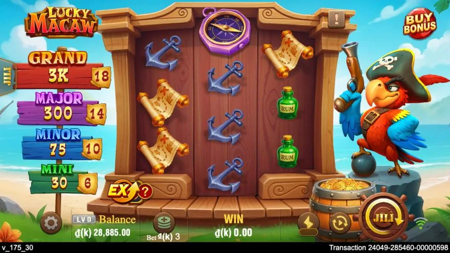 Ảnh bảng biểu tượng & tính năng game Lucky Macaw (slot JILI) chơi tại Laucuagame