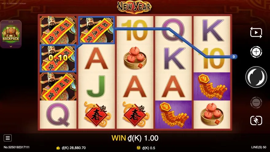 Ảnh màn hình gameplay game New Year (slot JDB) chơi tại LC79
