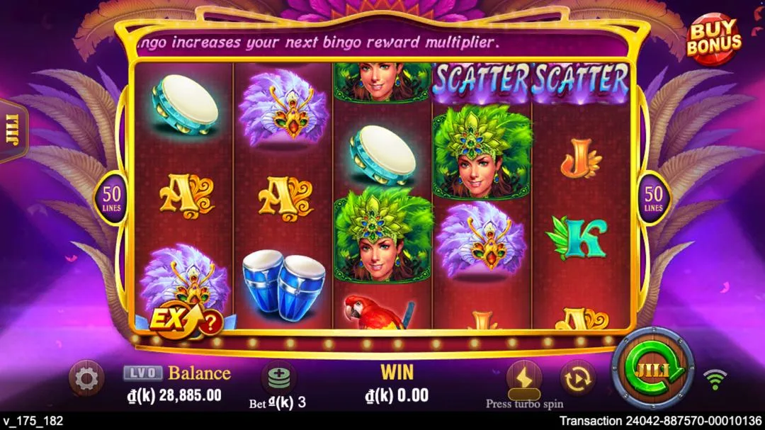 Ảnh giao diện chính game Samba (slot JILI) chơi tại Laucuagame