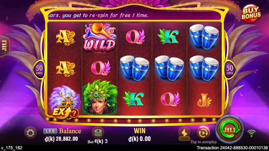 Ảnh bảng biểu tượng & tính năng game Samba (slot JILI) chơi tại Laucuagame
