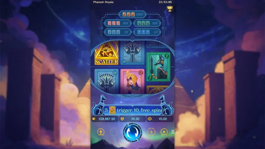 Ảnh giao diện chính game so sánh pharaoh royals Laucuagame (slot) chơi tại Laucuagame