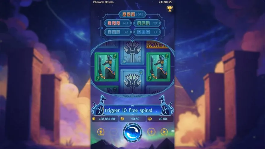 Ảnh màn hình gameplay game so sánh pharaoh royals Laucuagame (slot) chơi tại Laucuagame