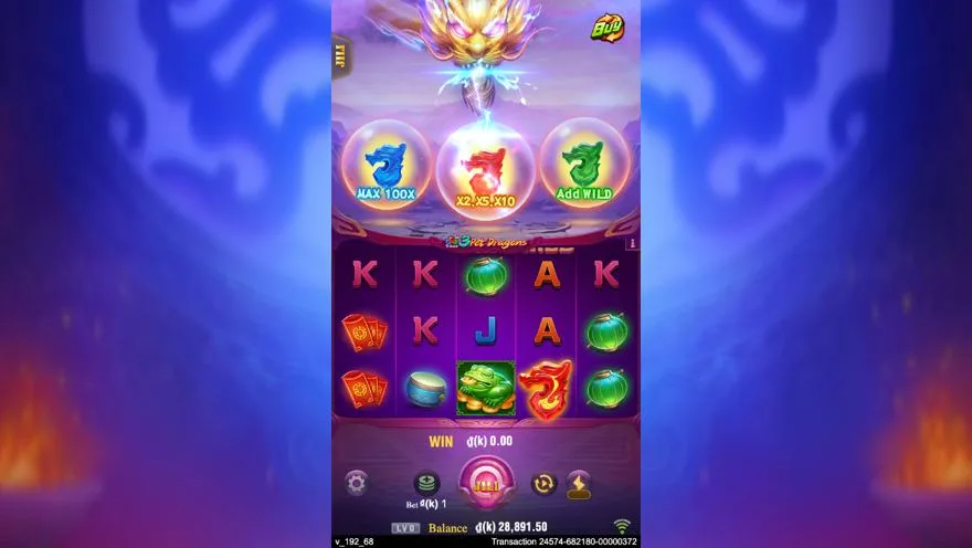 Ảnh màn hình gameplay game 3 Pot Dragons (slot JILI) chơi tại Laucuagame