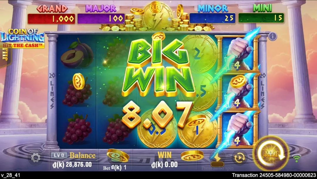 Ảnh giao diện chính game Coin of Lightning (slot JILI) chơi tại LaucuaGame