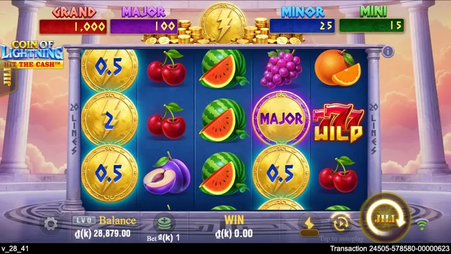 Ảnh bảng biểu tượng & tính năng game Coin of Lightning (slot JILI) chơi tại LaucuaGame