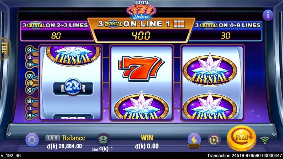 Ảnh giao diện chính game Crystal 777 DELUXE (slot JILI) chơi tại Laucuagame
