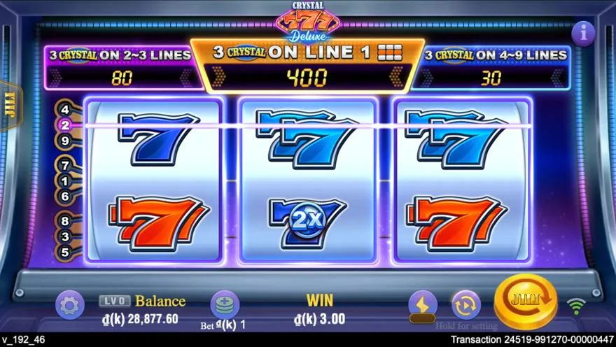 Ảnh màn hình gameplay game Crystal 777 DELUXE (slot JILI) chơi tại Laucuagame