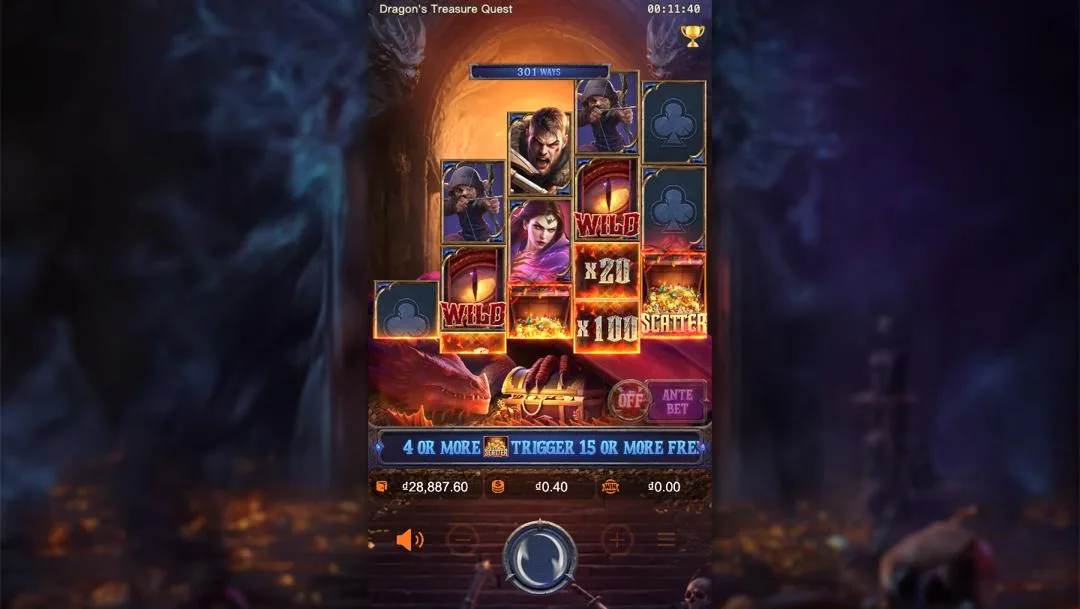 Ảnh giao diện chính game Dragon's Treasure Quest (slot PG) chơi tại Laucuagame