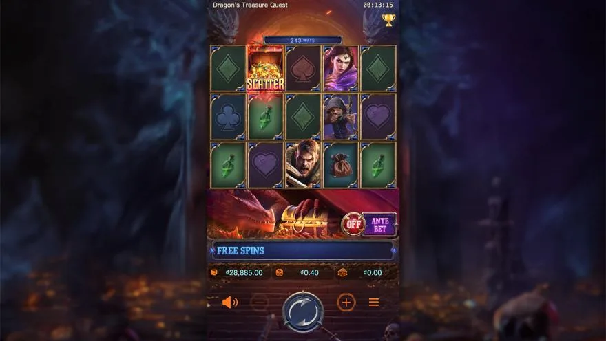 Ảnh màn hình gameplay game Dragon's Treasure Quest (slot PG) chơi tại Laucuagame