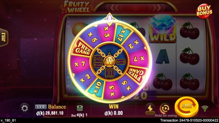 Ảnh bảng biểu tượng & tính năng game Fruity Wheel (slot JILI) chơi tại LC79