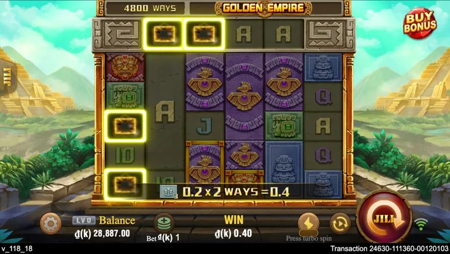 Ảnh bảng biểu tượng & tính năng game Golden Empire (slot JILI) chơi tại Laucuagame
