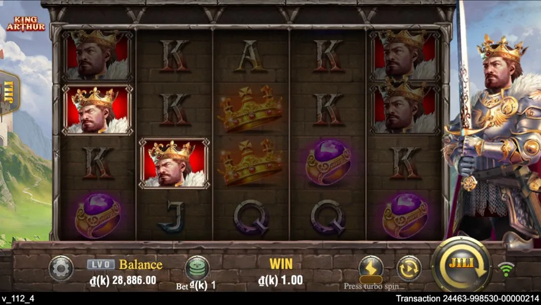 Ảnh giao diện chính game King Arthur (slot JILI) chơi tại LC79