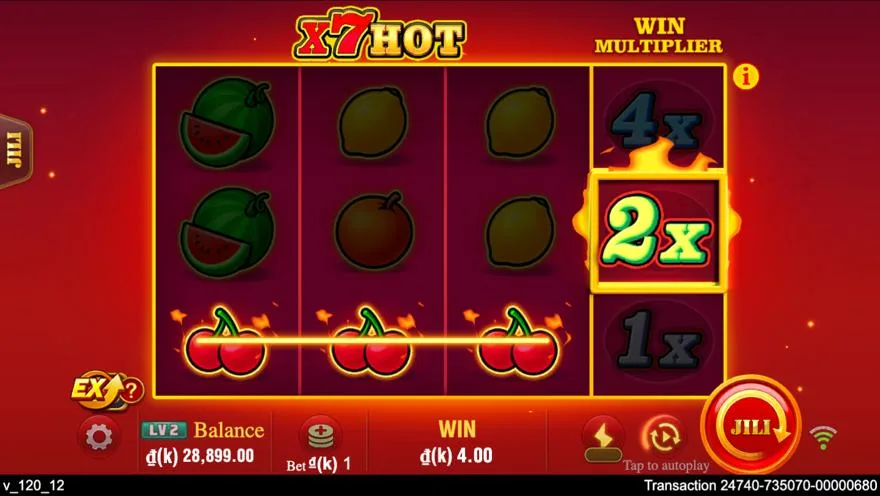 Ảnh màn hình gameplay game X7 HOT (slot JILI) chơi tại Laucuagame